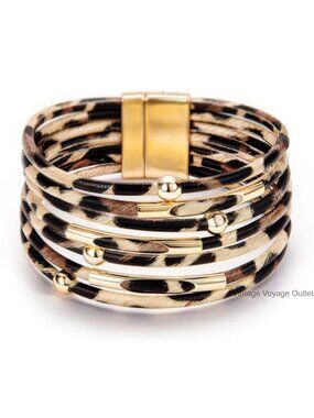 Leather Wrap Bracelet Boho Western Stacked Cuff for Women